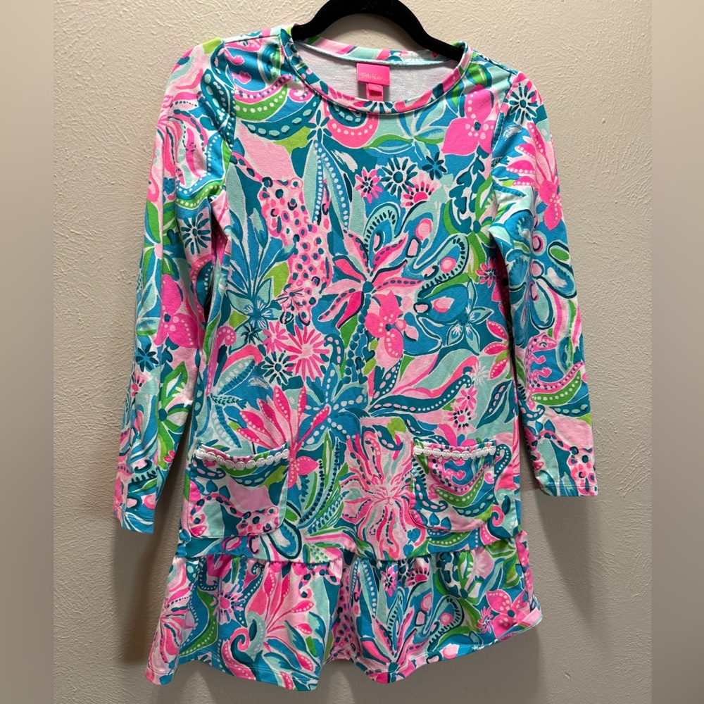 2 Lilly Pulitzer Vira Dresses Girls XL Long Sleeve Dresses Colorful Tropical lot - Picture 7 of 11
